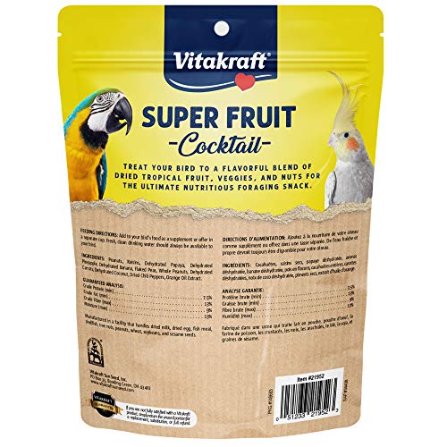 Vitakraft Fresh Super Fruit Cocktail - Tropical Parrot Fruit Blend - Parrot and Parakeet Treats 1.25 Pound (Pack of 1)