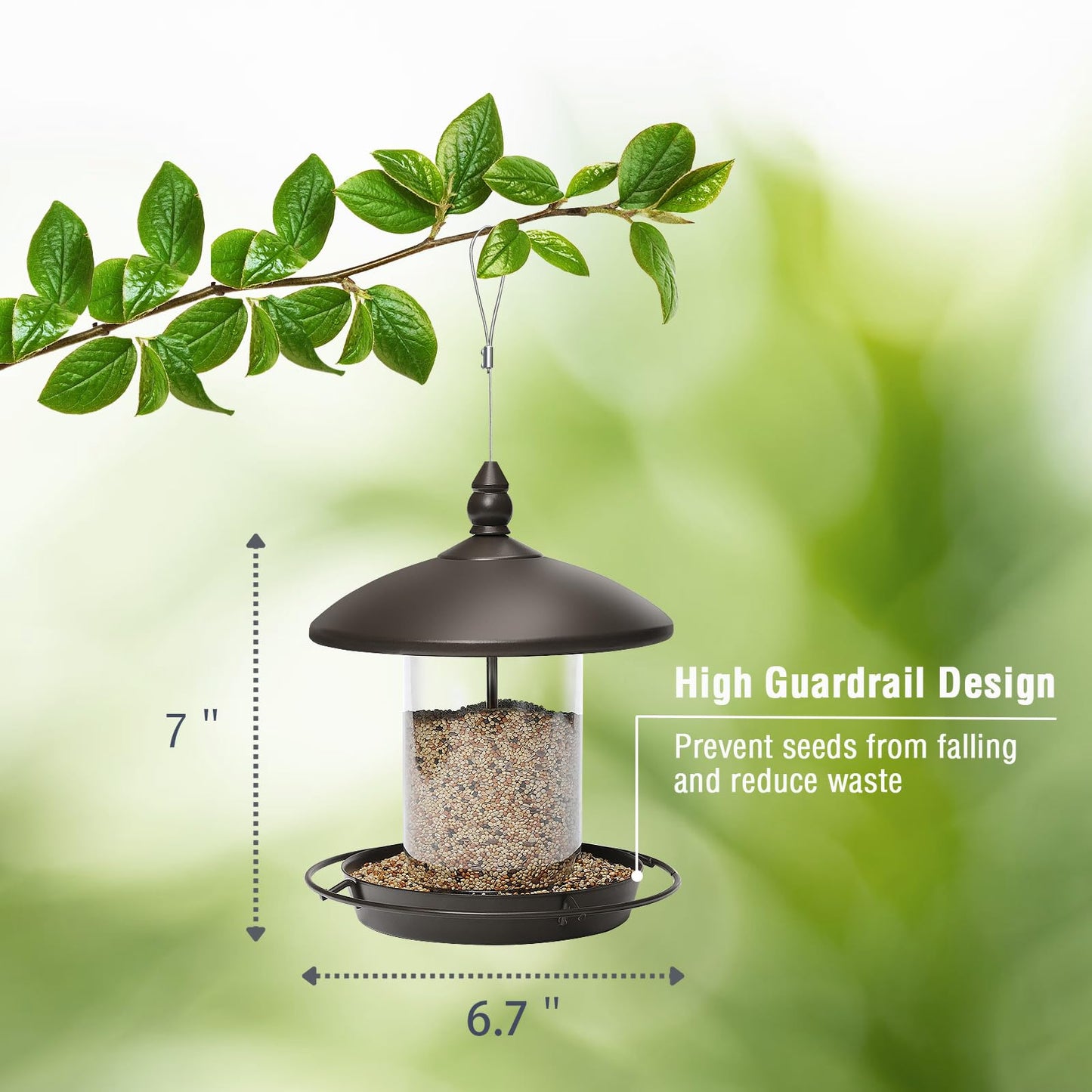 Youvip Metal Roof Bird Feeder - Chew Proof for Outdoor Hanging Wild Bird Seeds. Bronze