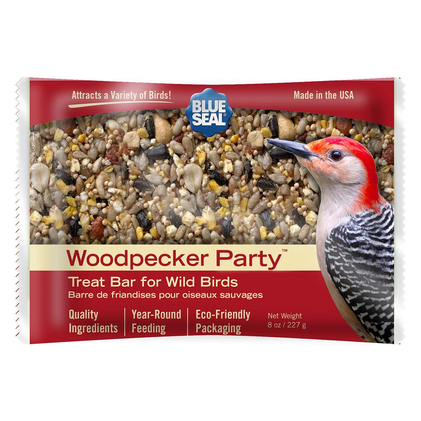 Blue Seal Woodpecker Suet Treat Bars for Wild Birds - No Mess Suet Feed, Food for Woodpeckers, Cardinals, Sparrows & More - 8 oz Bird Seed Cakes (Pack of 12)