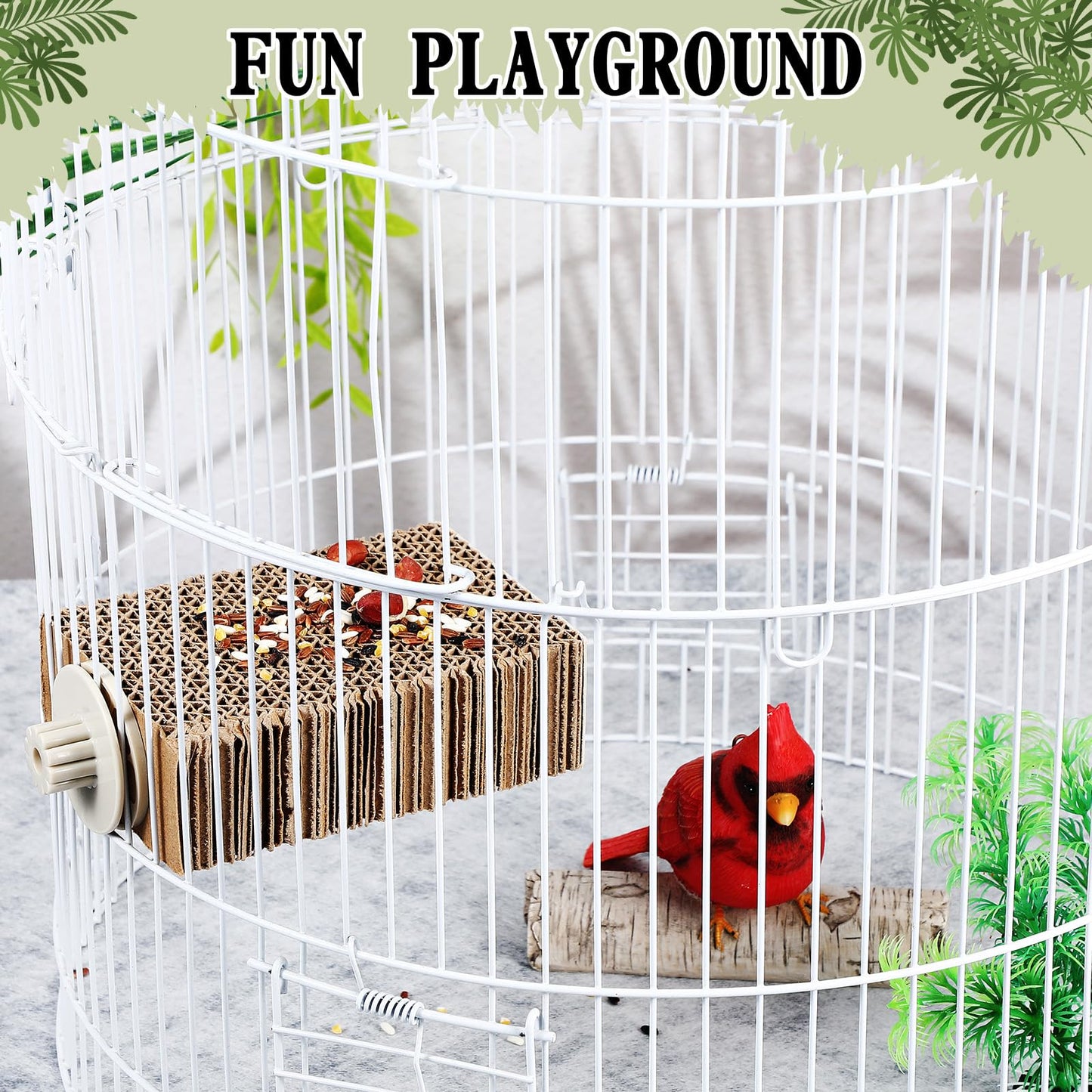 Skyygemm 2 Pieces Bird Chew Toy Parrot Cage Perch Cardboard Platform Bird Paw Grinding Stand Parrot Cage Playground for Macaws, Small Parakeets, Conures, Budgies, Finches Conure Cockatiel (Small)