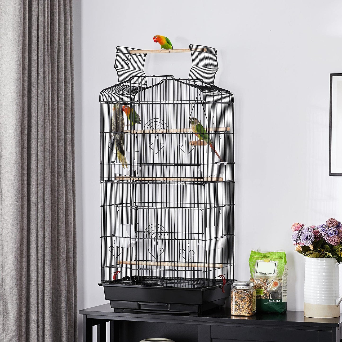 Yaheetech 41-inch Open Top Medium Bird Cages for Parakeets Finches Canaries Lovebirds Small Quaker Parrots Cockatiels Budgie Green Cheek Conure Travel Pet Flight Birdcage