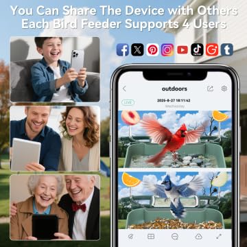 KUIKEO Dual-Lens Bird Feeder with Camera & Bird Bath Combo, Watch Birds Eat & Bathe with WiFi 2K HD Video, Auto Record, AI Recognition, APP Alerts, Solar Powered, for Backyard Garden Porch Fence Decor