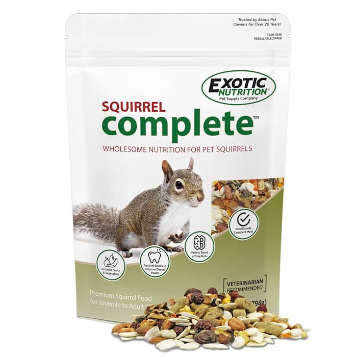 Exotic Nutrition Squirrel Complete (1.75 lb.) - Healthy Natural Food - Nutritional Diet for Pet & Captive Squirrels - Ground, Grey, Flying Squirrels, & Chipmunks