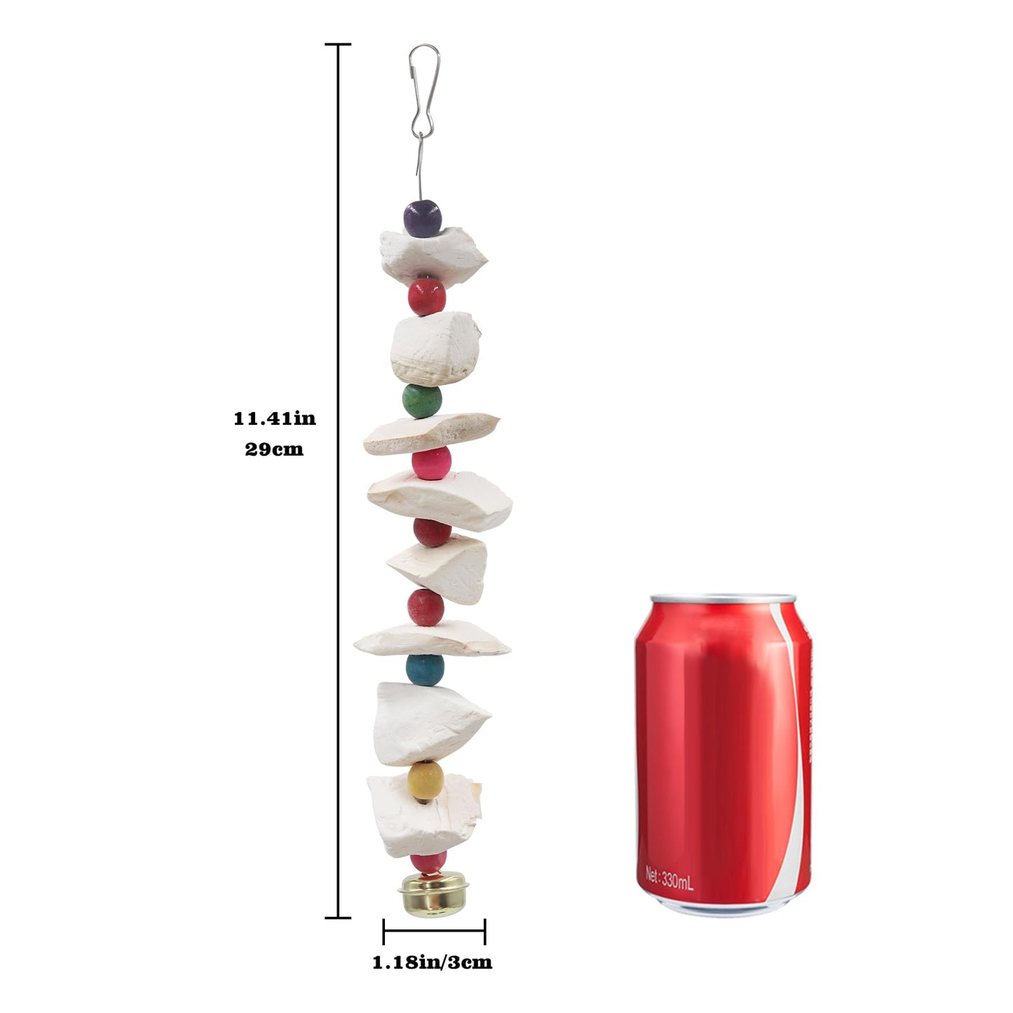 2 Pack Bird Toys with Cuttlebone, Parakeet Toys, Bird Beak Grinding Stone, Cage Accessories for Parakeets, Cuttlefish Bone for Budgies, Cockatiels, Lovebirds, Green Cheeks, Small to Medium Birds