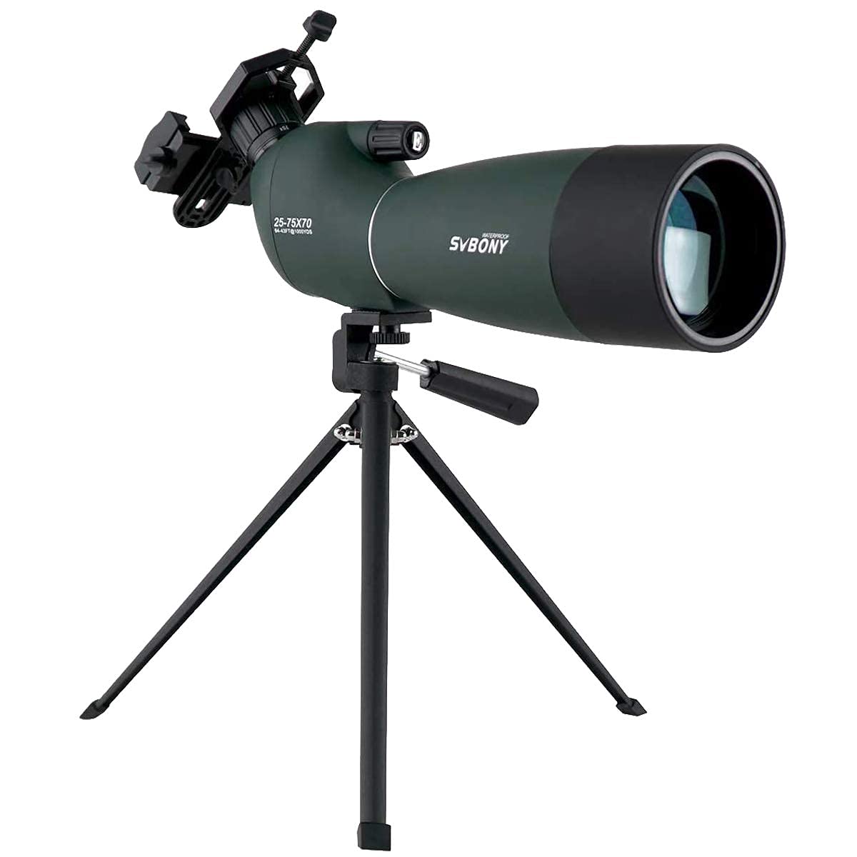 SVBONY SV28 Spotting Scopes with Tripod, Angled 25-75x70mm Spotter Scope with Phone Adapter, Waterproof Fogproof Spotting Scope for Bird Watching, Target Shooting, Wildlife Viewing