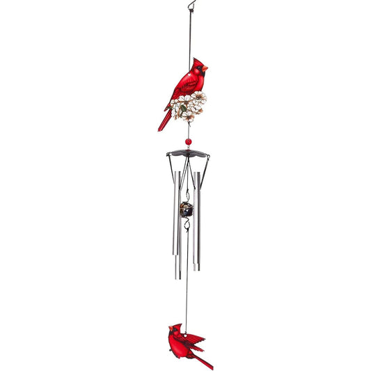 Spoontiques Cardinal 18" Wind Chime - Outdoor Garden Décor - Decorative Chimes for Yard, Garden, Backyard and Patio Decoration