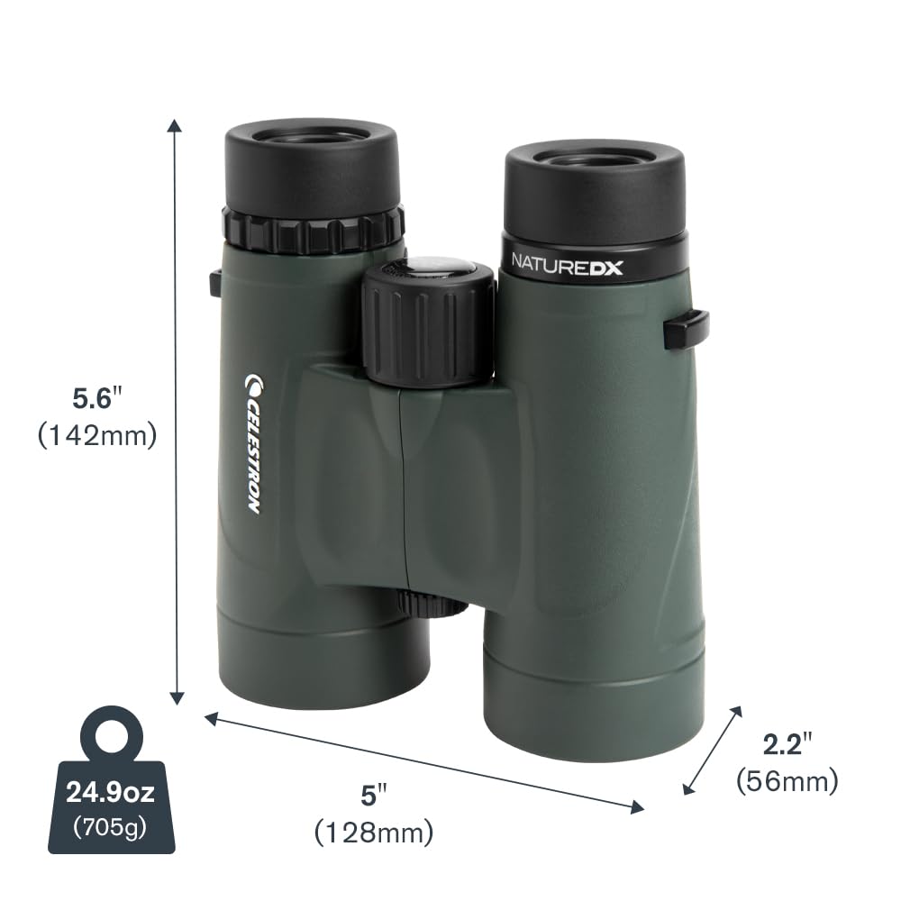 Celestron - Nature DX 8x42 Binoculars – Ideal for Birding and Outdoors – 42mm Objective Lenses – Wide 7.4° Field of View – BaK-4 Prisms – Fully Multi-Coated – Waterproof and Fogproof