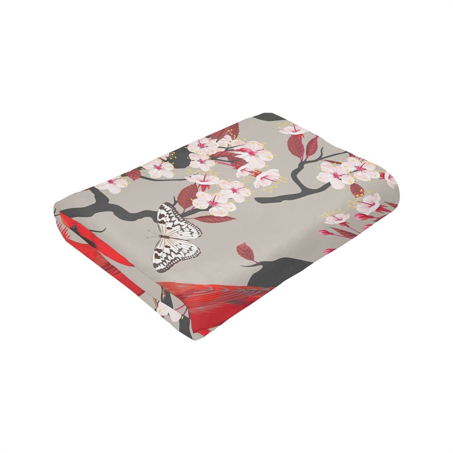 LodiSFOA Lightweight Microfiber Plush Throw Blanket Christmas Cardinal Decor for Couch Bed Sofa Travel All Seasons(Cardinals Birds Cherry Flowers, 40"×50")