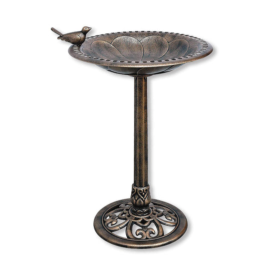 Outdoor Garden Bird Bath- Bronze- Weather Resistant Polyresin-30 Inch-Backyard Expressions