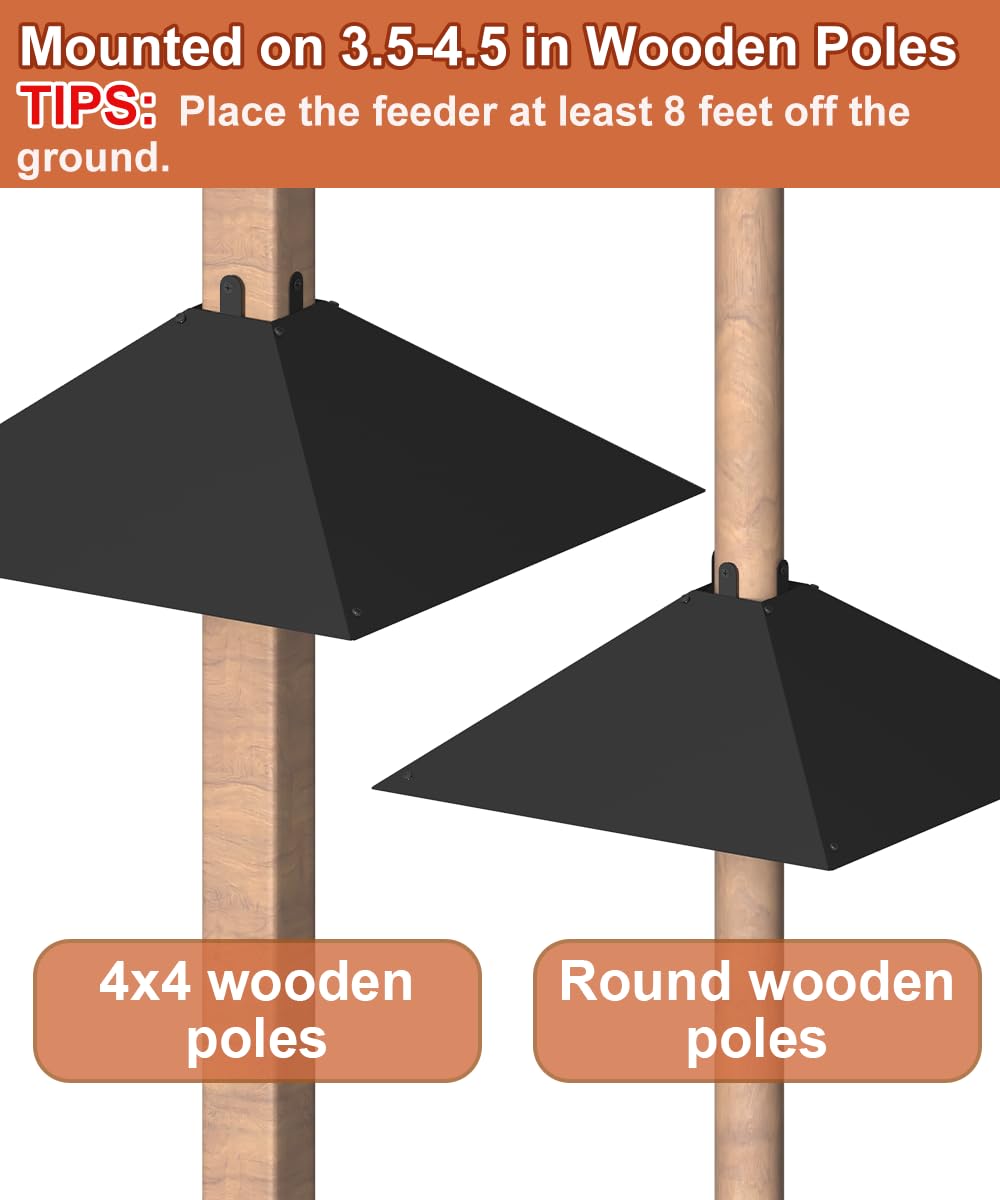 Khordin Metal Squirrel Baffle for 4x4 Post, Outside Wooden Pole Mount Squirrel Guards for Bird Feeders, 17 Inch Squirrels Deterrents Stopper to Deter Racoons, Black, 1pcs