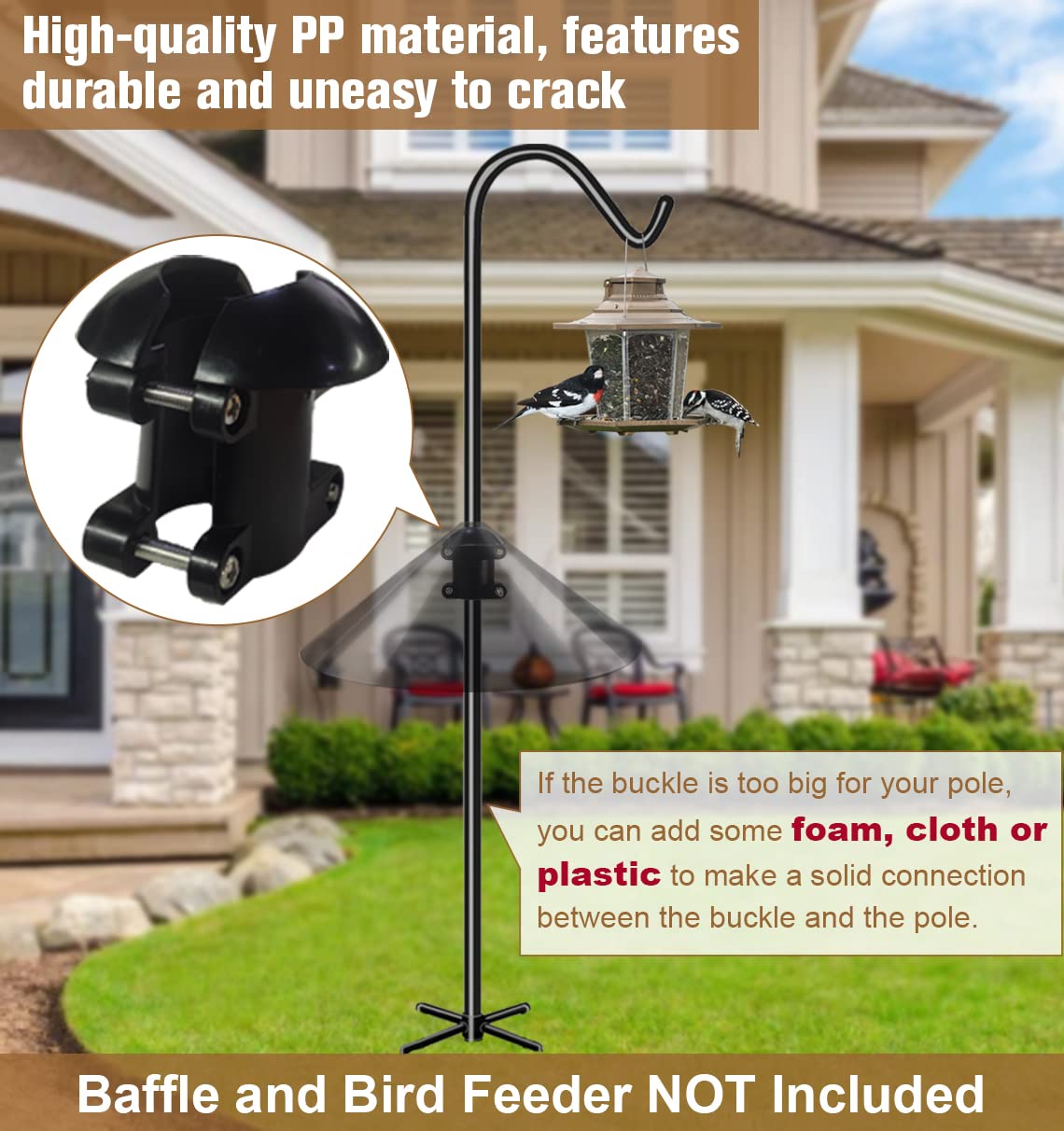 Garbuildman Squirrel Baffle Accessory for Bird Feeder Pole, Pole Mounted Buckle Stopper for Bird House Guard, 1 Pack (Baffle Not Included)