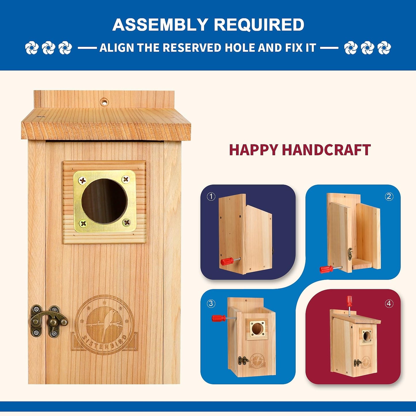 SISTERBIRD 2 Pack Bird Houses for Outside Clearance with Copper Guard, Cedar Bird House Outdoor, Bluebird Finch Swallow Wren Chickadee Assembly Required