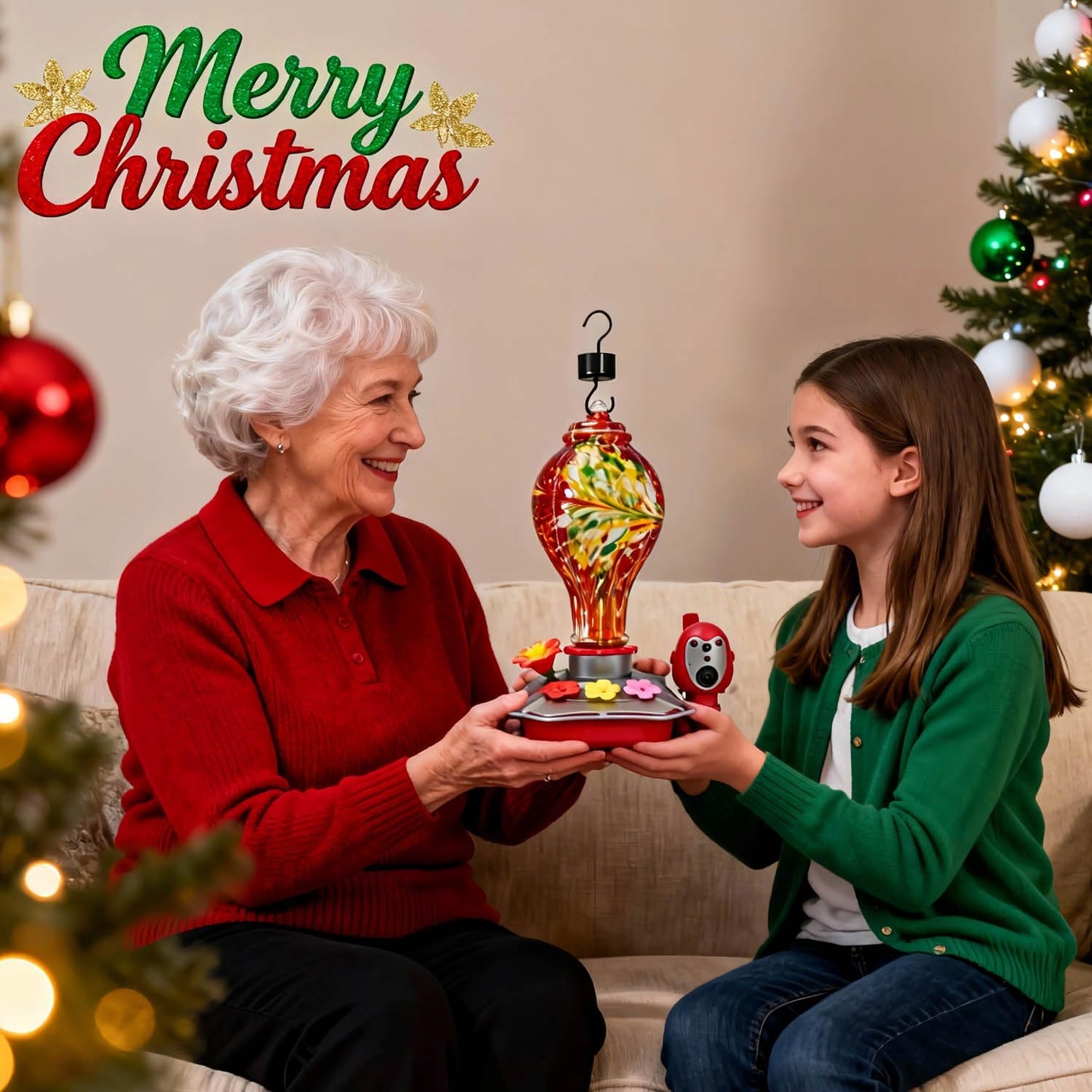 Hummingbird Feeder with Camera, Smart Glass Humming Bird Feeder Camera Solar Powered, AI Identify and Instant Notifications, 2K Live View, Leak-Proof Ant & Bee Proof, Ideal Gift for Bird Lovers