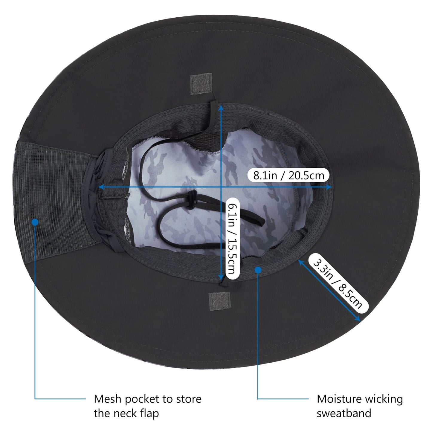 BASSDASH UPF 50+ Sun Fishing Hat Water Resistant with Detachable Neck Flap