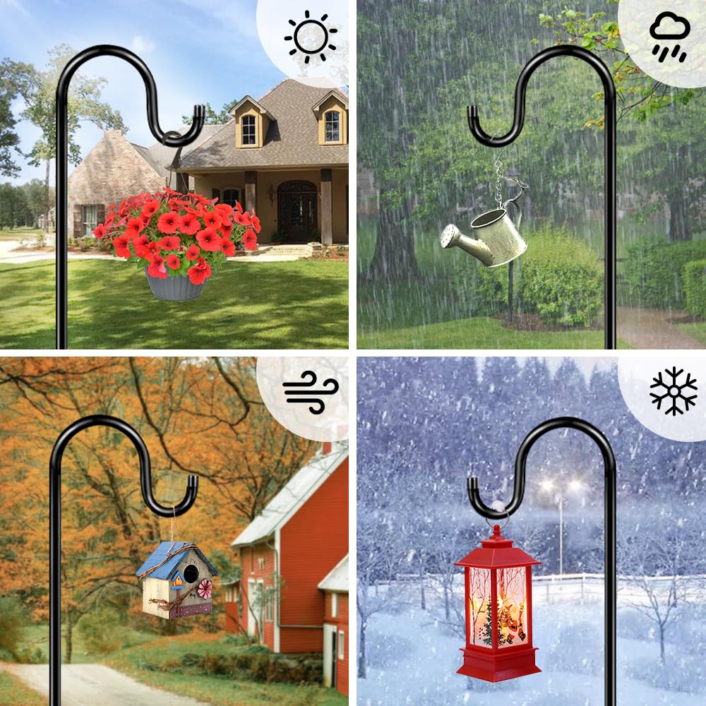 ANIDEER 84" Shepherds Hooks for Outdoor, Heavy Duty Bird Feeder Pole with 7 Prongs Base for Hanging Lantern, Hummingbird Feeder, Plant Baskets, Shepherds Hook for Bird Feeders for Outside, 1 Pack