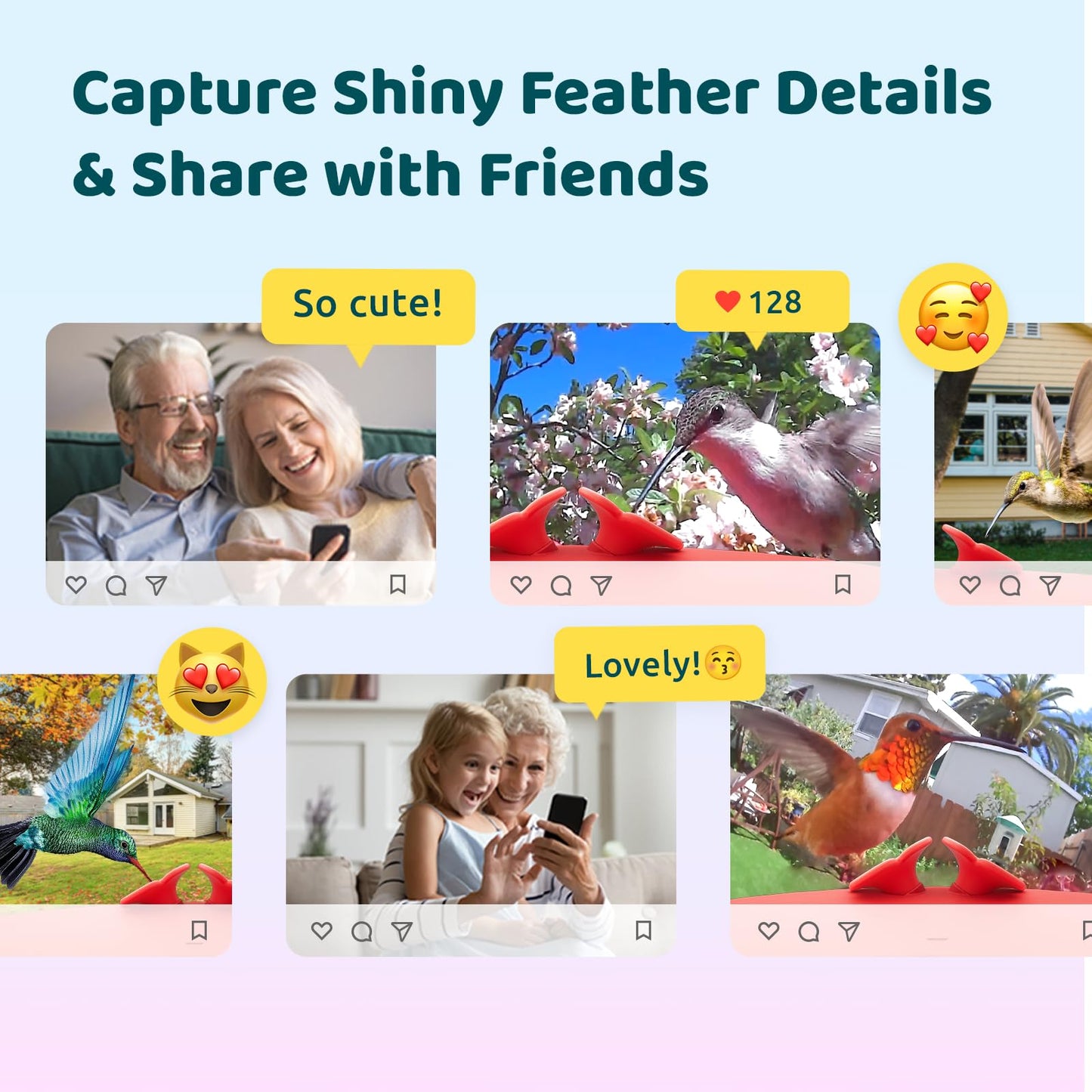 Birdfy Hummingbird Feeder with Camera, Auto Record Bird Video, Instant Notification, Live View, Smart Hummingbird Feeders for Outdoors Hanging, Ant Bee Proof, 14oz, Easy to Clean, Gift for Bird Lovers