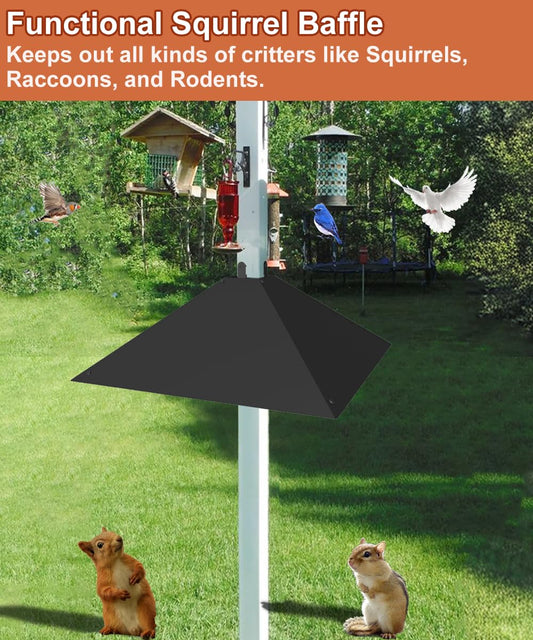 Khordin Metal Squirrel Baffle for 4x4 Post, Outside Wooden Pole Mount Squirrel Guards for Bird Feeders, 17 Inch Squirrels Deterrents Stopper to Deter Racoons, Black, 1pcs
