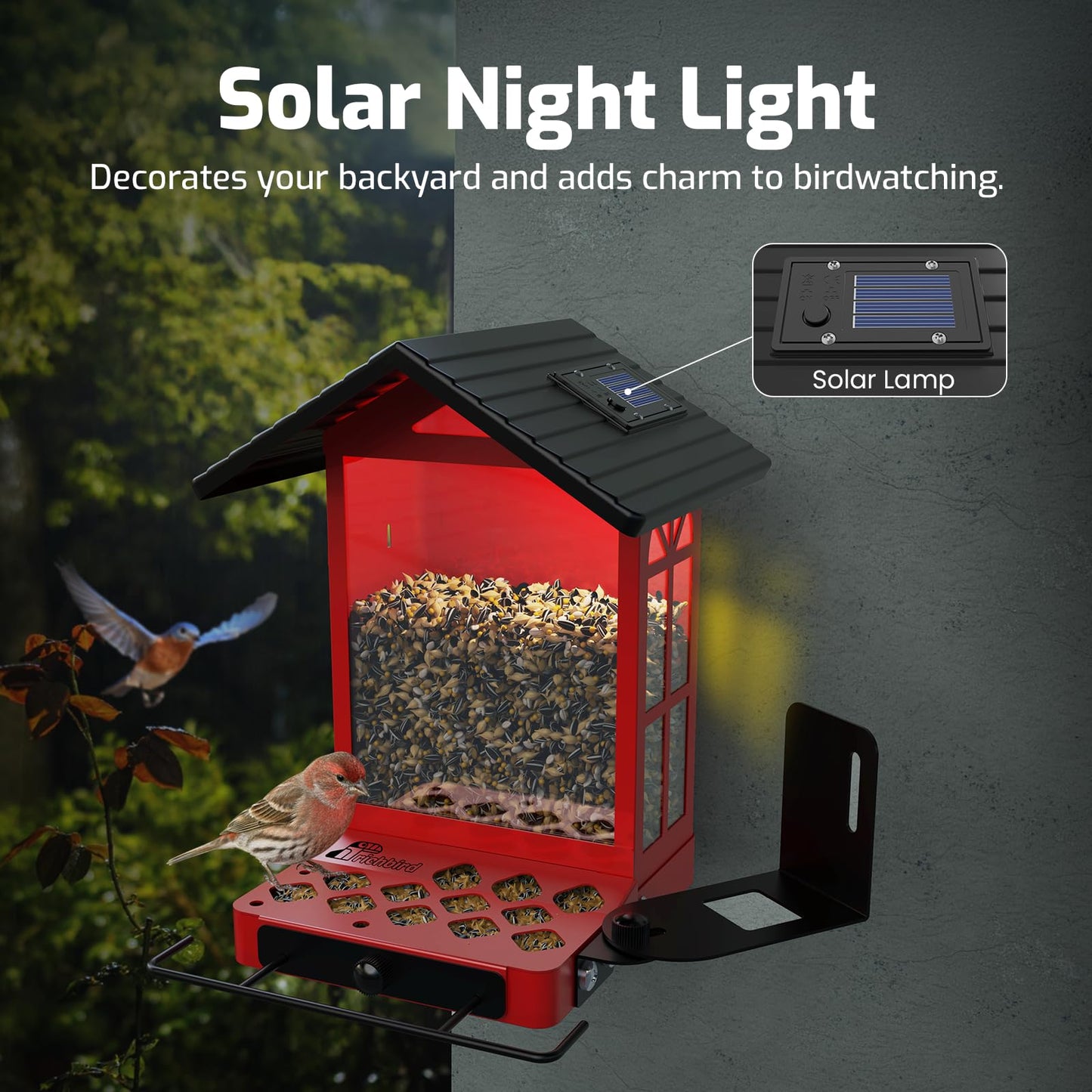 Richbird All-Metal Bird Feeder, Wall & Pole Mountable, 2.4L Large Capacity, Heavy-Duty Chew-Proof & Weather-Resistant Design, Easy to Clean & Fill, Attracts Wild Birds for Backyard & Garden