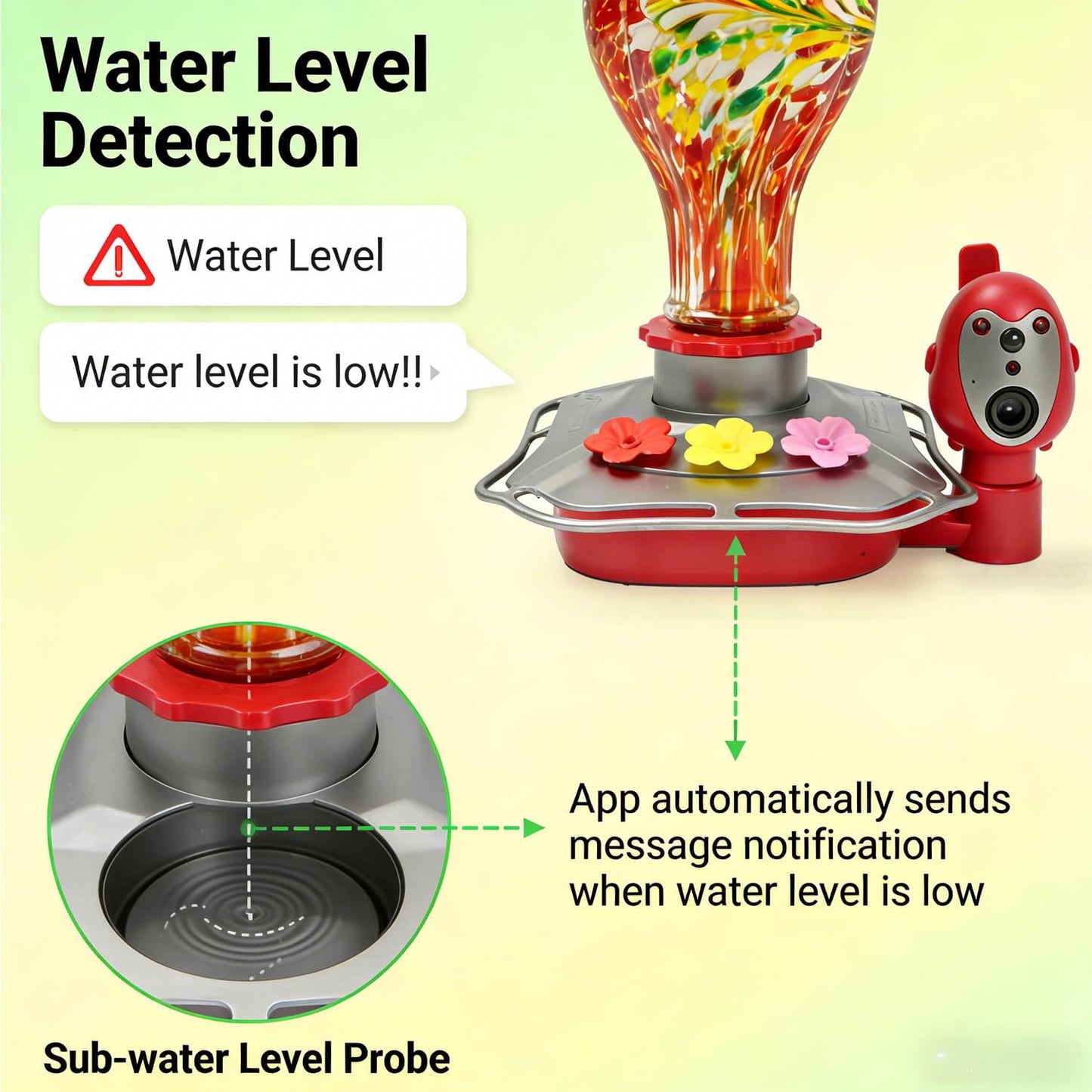 Hummingbird Feeder with Camera, Smart Glass Humming Bird Feeder Camera Solar Powered, AI Identify and Instant Notifications, 2K Live View, Leak-Proof Ant & Bee Proof, Ideal Gift for Bird Lovers