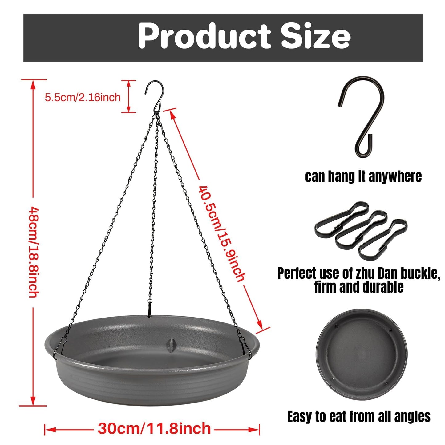 Hanging Bird Bath Hanging Bird-Feeder - CARGEN Garden BirdBath Tray Wildlife Feeder Plate Water Bowl or Water Bowl for Outdoors Garden Patio Decoration