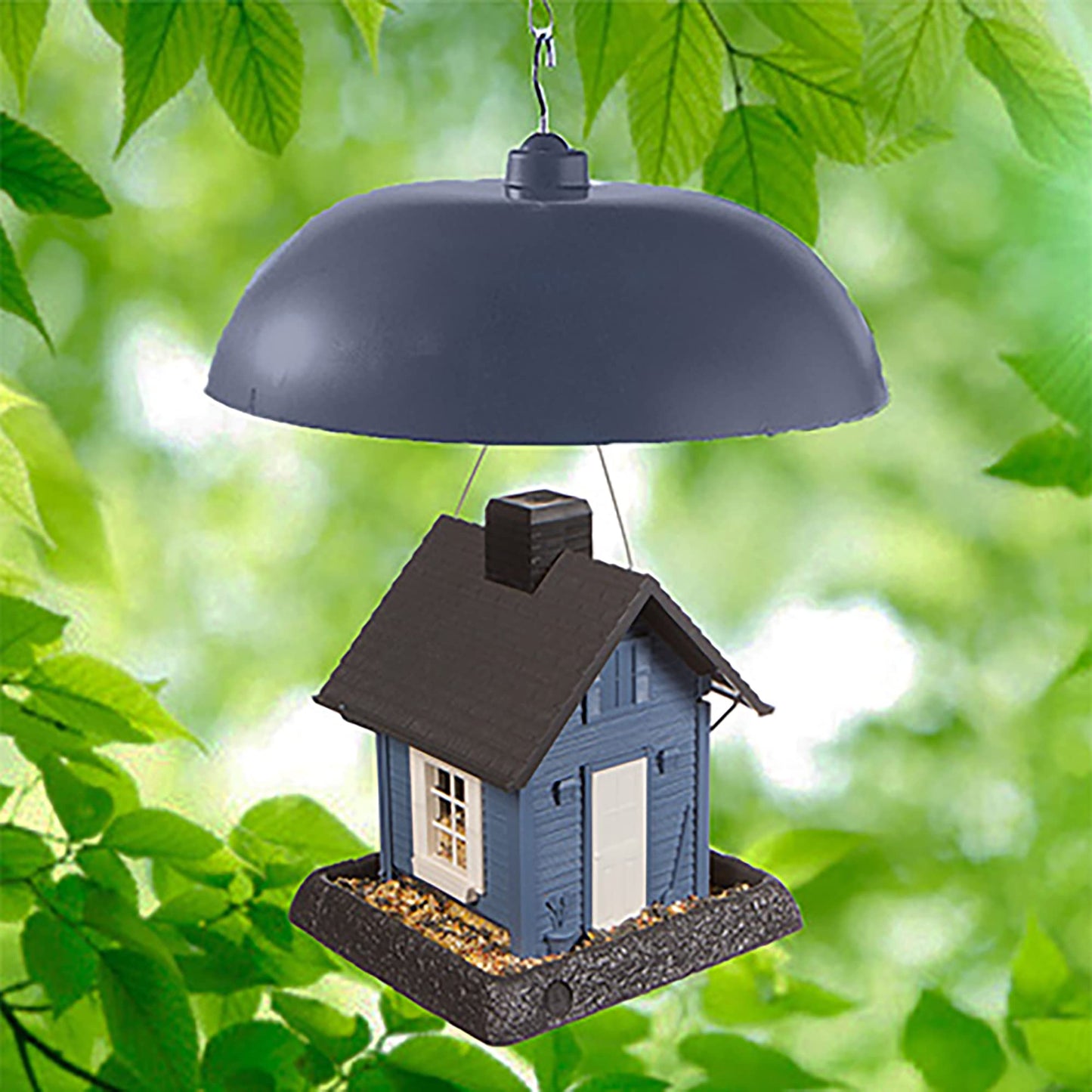 North States - Two-Way Squirrel Baffle: Squirrel Guard for Bird Feeders; Protects Hanging or Pole Mounted Birdfeeders - Gray