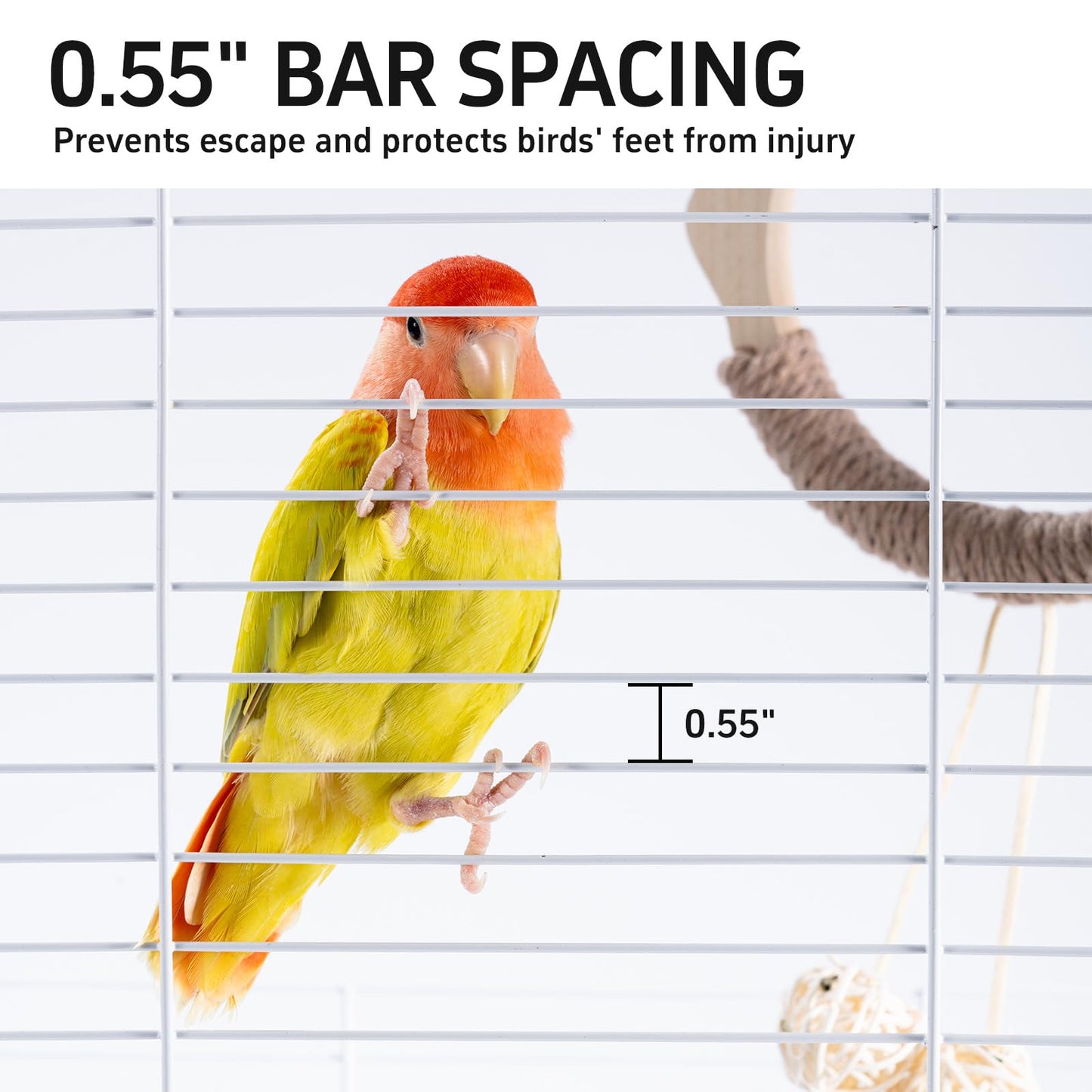 25 inch Bird Cage, Portable Travel Parrot Cage, Double-Layer Parakeet Cage, for Temporary Pet Accommodation, Trip to Vet, Short Trip, Camping, Black & White