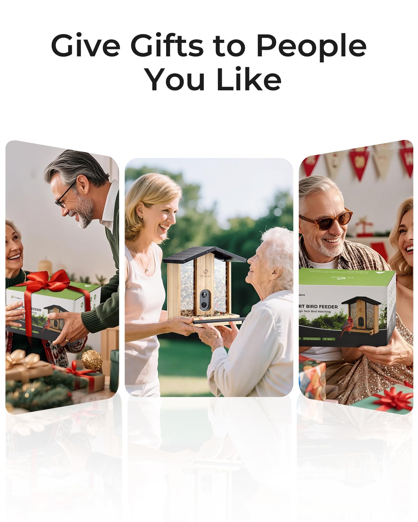 TT Nature Bird Feeder with Camera – 3L Smart Bird Feeder with AI Recognition, Live Streaming, Cloud Storage, Real-Time Alerts, Birdwatching Gift for Nature Lovers (Bamboo)