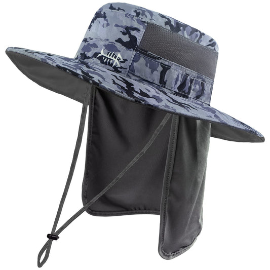 BASSDASH UPF 50+ Sun Fishing Hat Water Resistant with Detachable Neck Flap