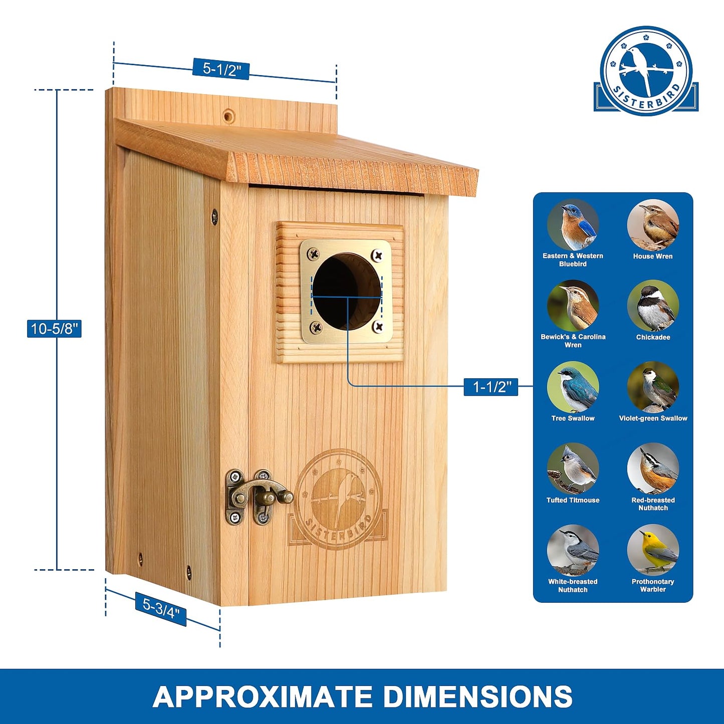 SISTERBIRD 2 Pack Bird Houses for Outside Clearance with Copper Guard, Cedar Bird House Outdoor, Bluebird Finch Swallow Wren Chickadee Assembly Required