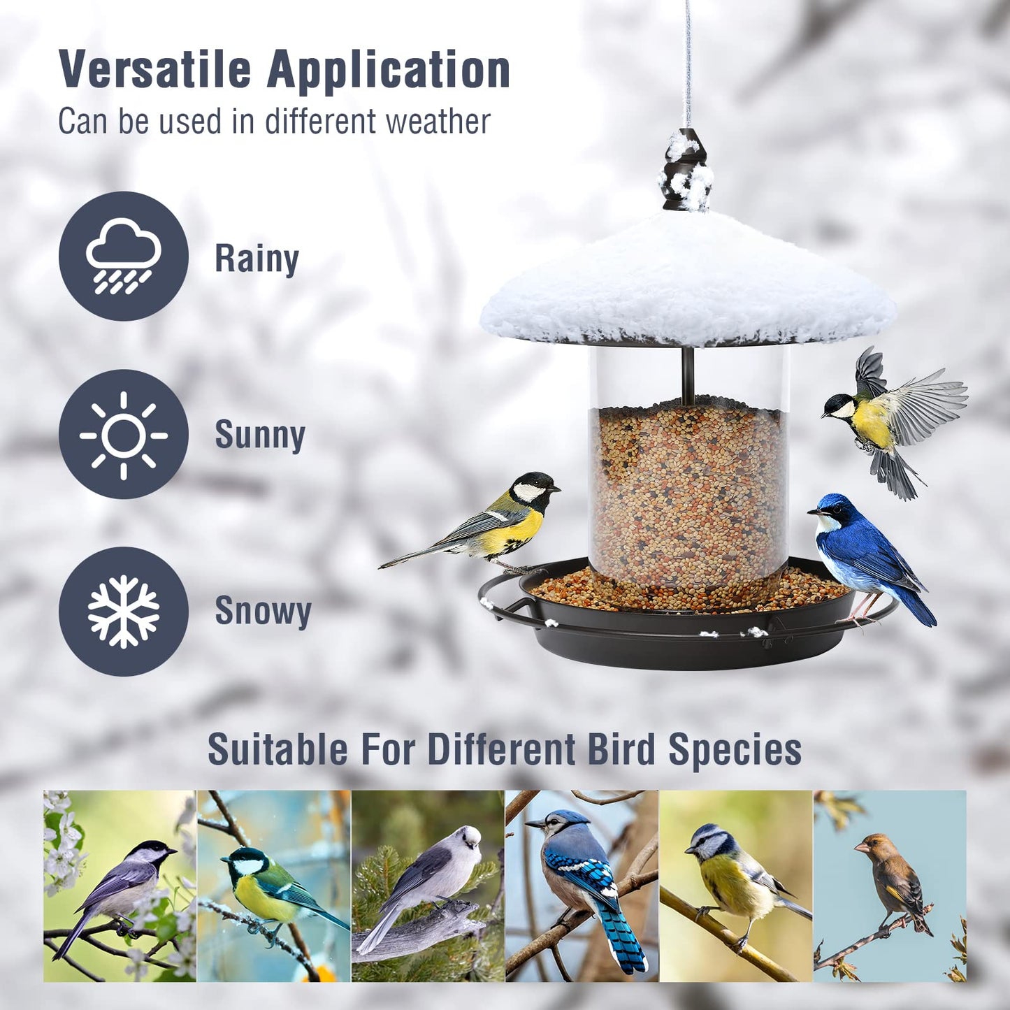 Youvip Metal Roof Bird Feeder - Chew Proof for Outdoor Hanging Wild Bird Seeds. Bronze