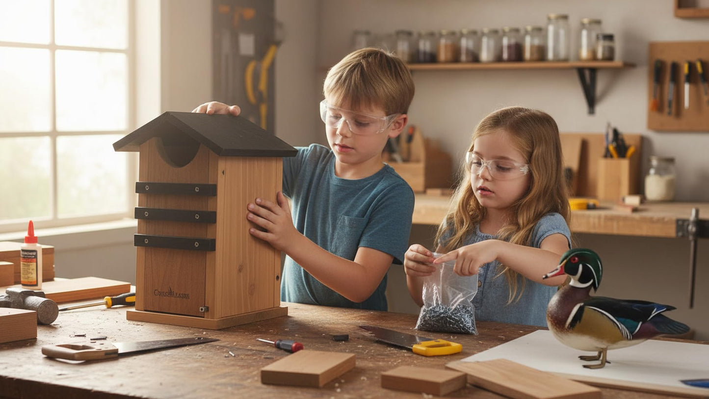 Cedar Squirrel House, Screech Owl Box, Duck Nesting Shelter, Cedar Bird House for Outside, Rustic Big Birdhouse,Nesting Box, Squirrel Shelter Nester Large Heavy Stainless Steel Perch,Assemble Needed