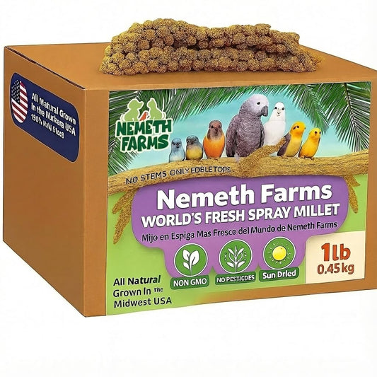 Nemeth Farms Premium Non-GMO Spray Millet Treat | Hand-Harvested Bird Snack | 100% Edible Tops | Sun-Dried Supplement for Parakeets, Cockatiels, Finches, Lovebirds, Canaries