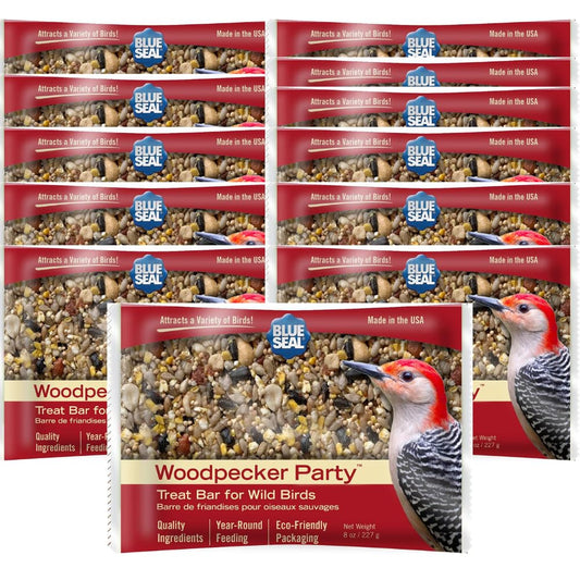 Blue Seal Woodpecker Suet Treat Bars for Wild Birds - No Mess Suet Feed, Food for Woodpeckers, Cardinals, Sparrows & More - 8 oz Bird Seed Cakes (Pack of 12)