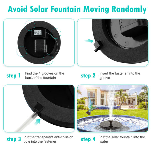 Mademax Solar Bird Bath Fountains Pump, Upgrade 1.4W Solar Fountain with 6 Nozzle, Free Standing Floating Solar Powered Water Fountain Pump for Bird Bath, Garden, Pond, Pool, Outdoor