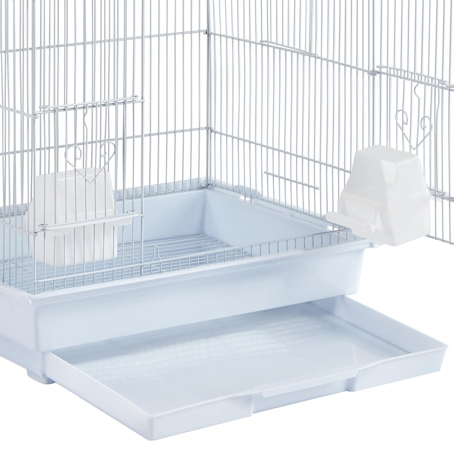 Yaheetech 39-inch Roof Top Medium Parakeet Bird Cages for Cockatiels Conures Finches Budgies Canaries Lovebirds Parakeets Green Cheek Small Birds Parrots, Travel Flight Birdcage w/Toys, White