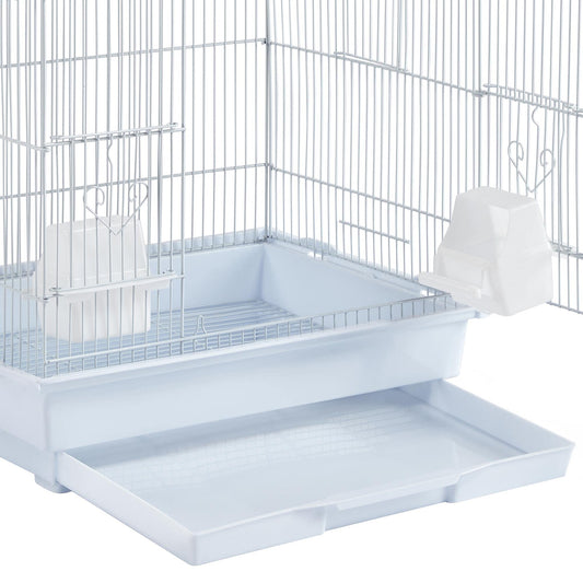 Yaheetech 39-inch Roof Top Medium Parakeet Bird Cages for Cockatiels Conures Finches Budgies Canaries Lovebirds Parakeets Green Cheek Small Birds Parrots, Travel Flight Birdcage w/Toys, White