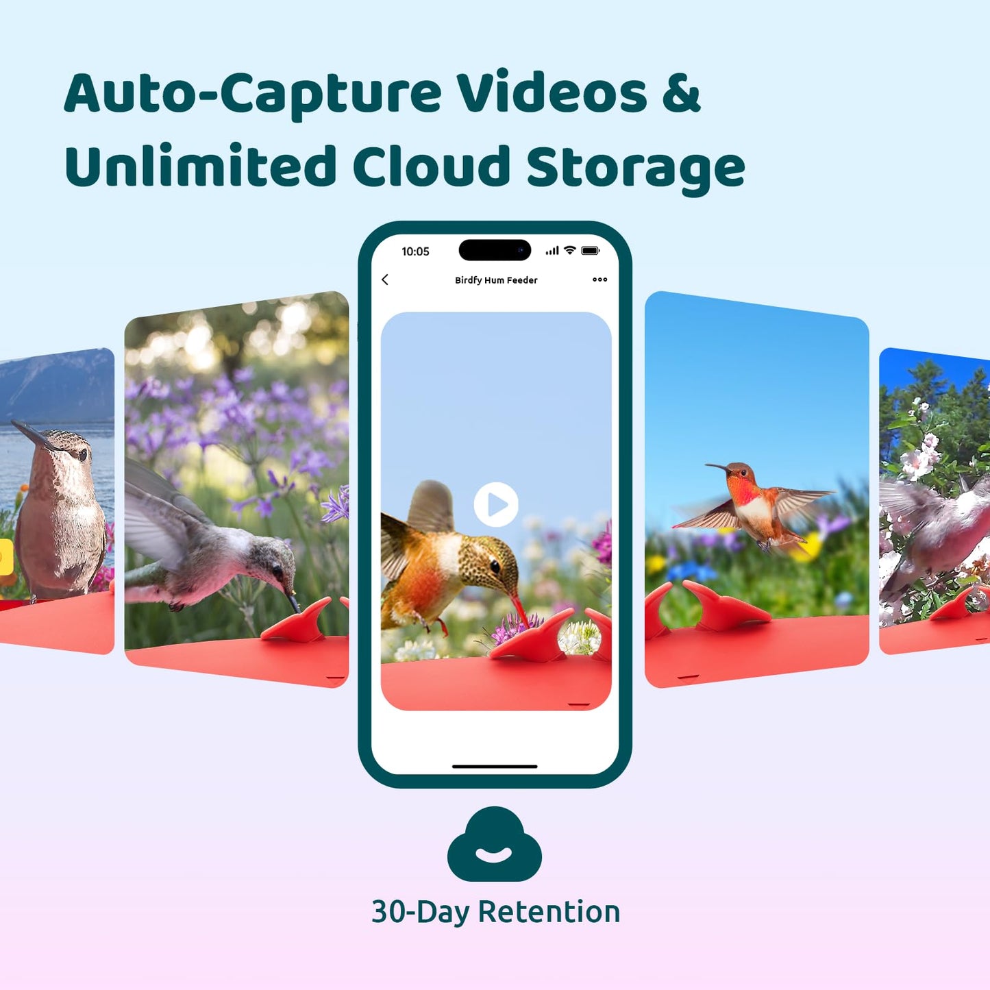 Birdfy Hummingbird Feeder with Camera, Auto Record Bird Video, Instant Notification, Live View, Smart Hummingbird Feeders for Outdoors Hanging, Ant Bee Proof, 14oz, Easy to Clean, Gift for Bird Lovers