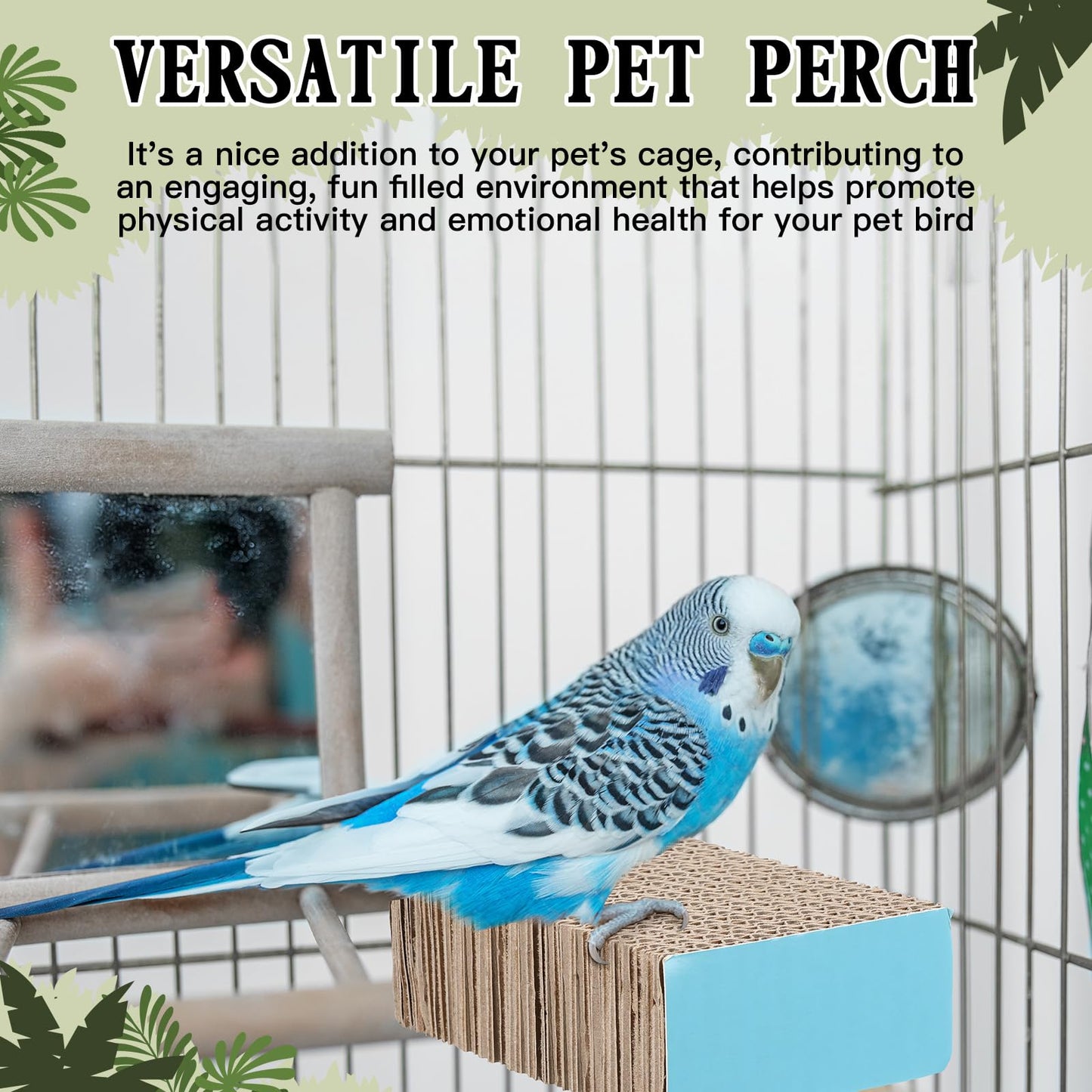 Skyygemm 2 Pieces Bird Chew Toy Parrot Cage Perch Cardboard Platform Bird Paw Grinding Stand Parrot Cage Playground for Macaws, Small Parakeets, Conures, Budgies, Finches Conure Cockatiel (Small)