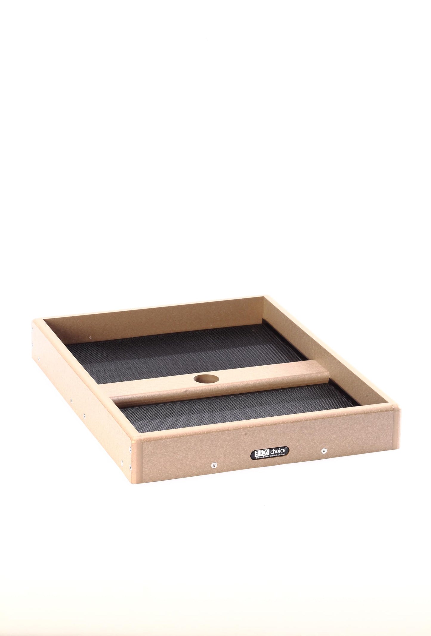 Birds Choice SNSC Platform Feeder, Recycled Pole Mount Seed Catcher Platform w/ Two Removable Seed Trays, Medium, Taupe