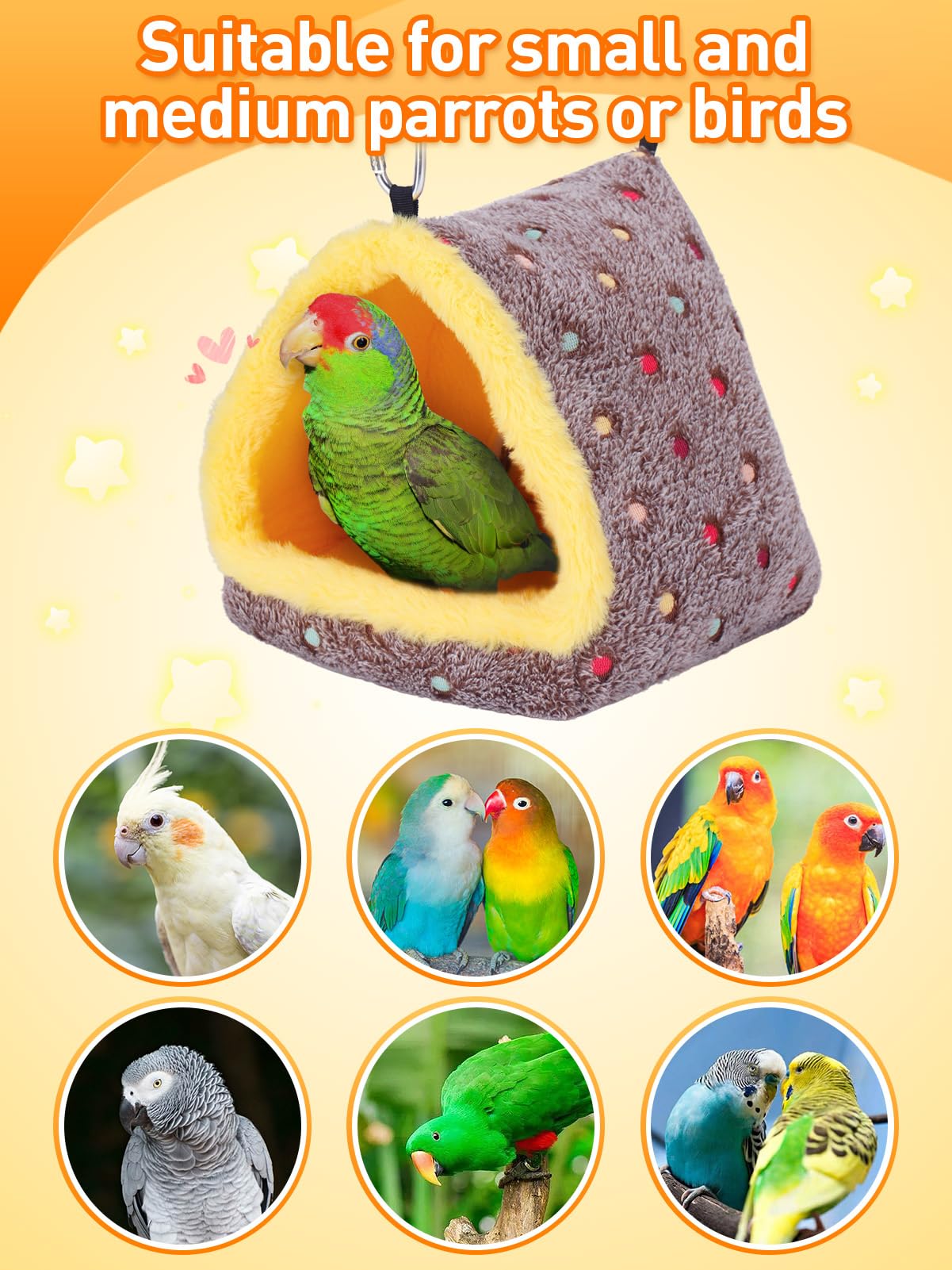 Medium Winter Warm Bird Nest for Cage - Comfortable Bird Bed with Support Board, Hanging Hammock Shed Hideaway Hut Gift for Macaws African Grey Amazon Parrots