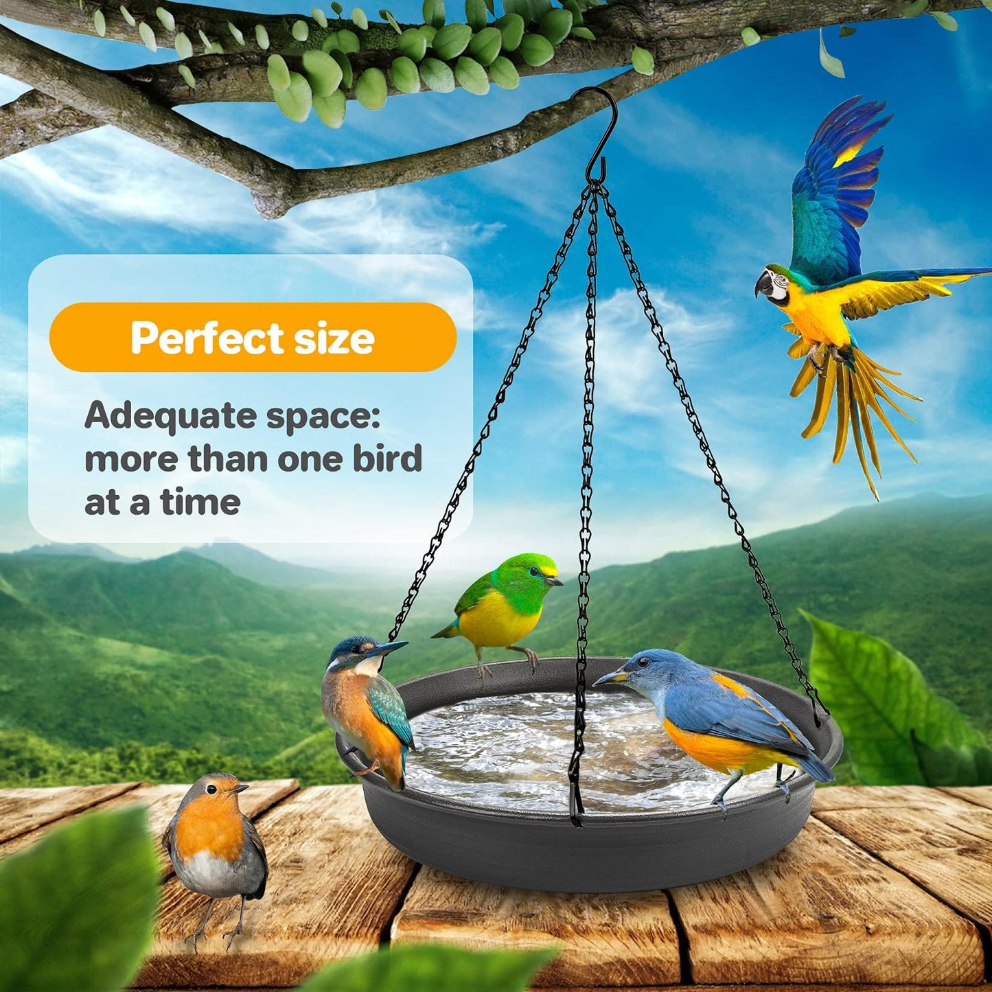 Hanging Bird Bath Hanging Bird-Feeder - CARGEN Garden BirdBath Tray Wildlife Feeder Plate Water Bowl or Water Bowl for Outdoors Garden Patio Decoration