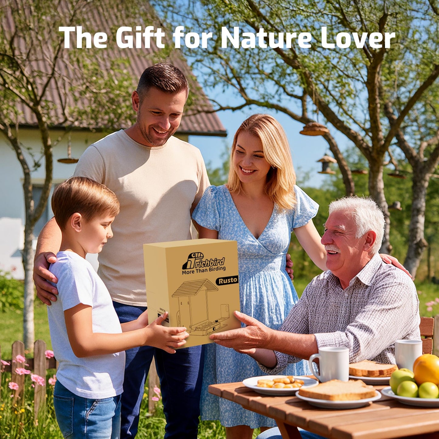 Richbird All-Metal Bird Feeder, Wall & Pole Mountable, 2.4L Large Capacity, Heavy-Duty Chew-Proof & Weather-Resistant Design, Easy to Clean & Fill, Attracts Wild Birds for Backyard & Garden