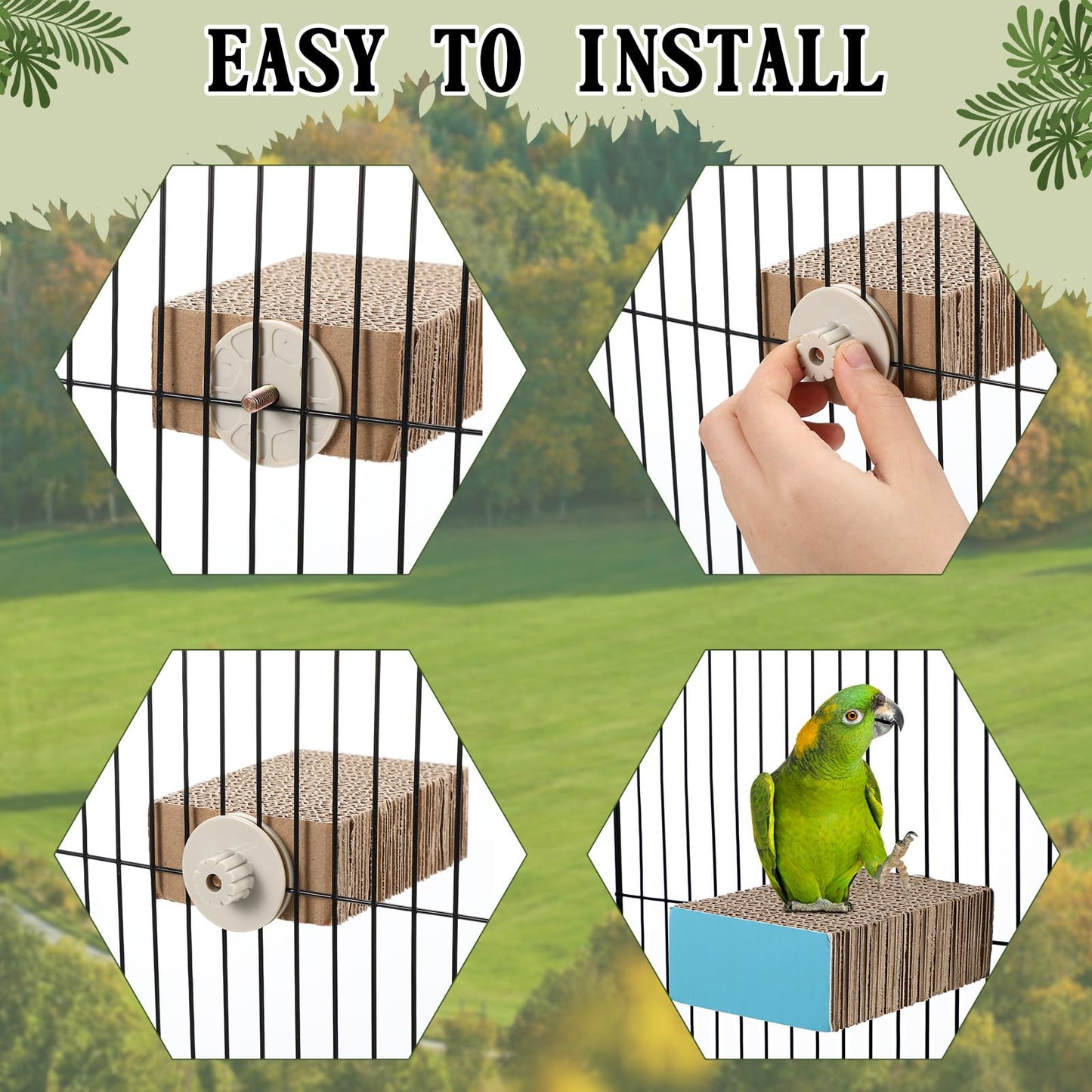 Skyygemm 2 Pieces Bird Chew Toy Parrot Cage Perch Cardboard Platform Bird Paw Grinding Stand Parrot Cage Playground for Macaws, Small Parakeets, Conures, Budgies, Finches Conure Cockatiel (Small)