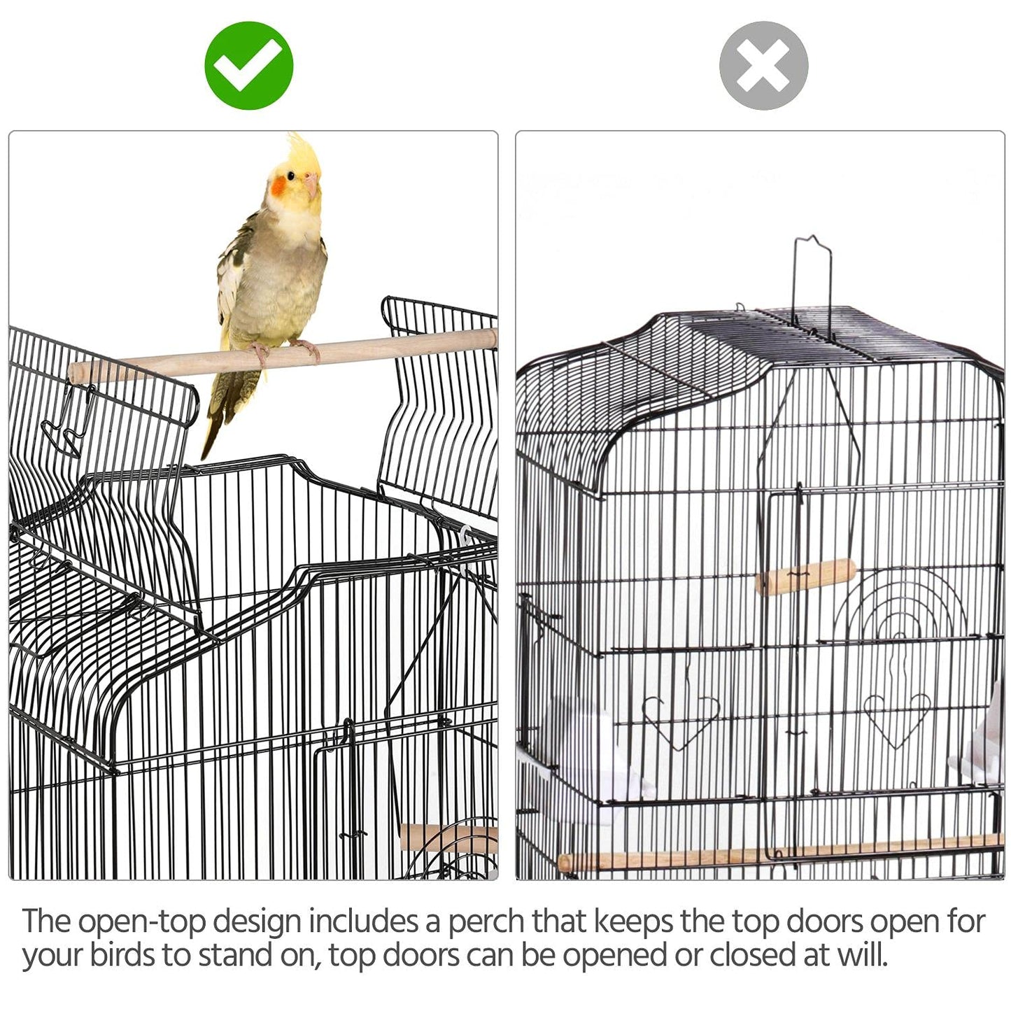 Yaheetech 41-inch Open Top Medium Bird Cages for Parakeets Finches Canaries Lovebirds Small Quaker Parrots Cockatiels Budgie Green Cheek Conure Travel Pet Flight Birdcage
