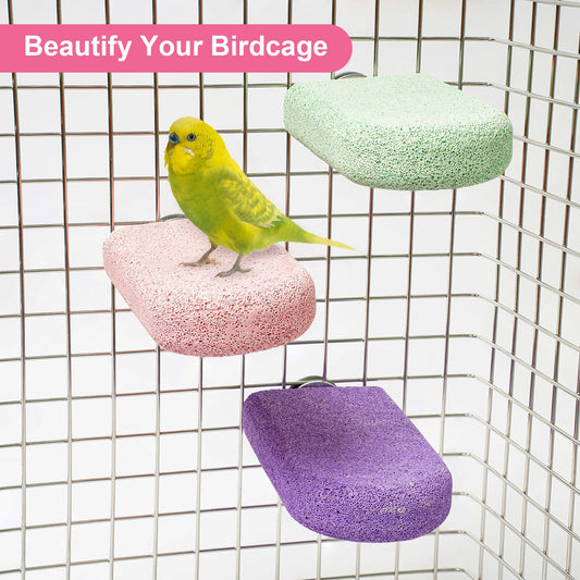 Swirge Bird Beak Grinding Stone, 3PCS Parrots Perch, Multiple Colors Platform, Nails Beak Trimmer for Bird Cage Accessories for Parrots Budgie Cockatiel Conure Lovebird Finch