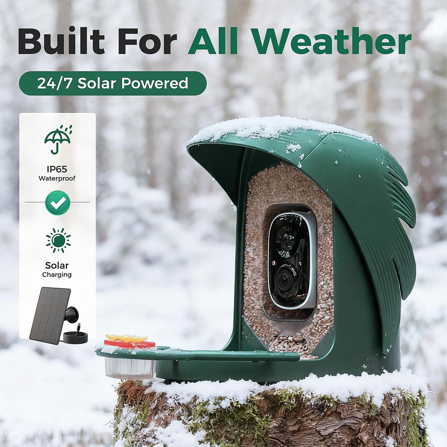PerchMe® 2025 New AI Bird Feeder with Camera Solar Powered -2K HD Live View,Smart Bird House Camera Wireless Outdoor,DIY Add-ons,Pefect Birding Gift for Parents & Families