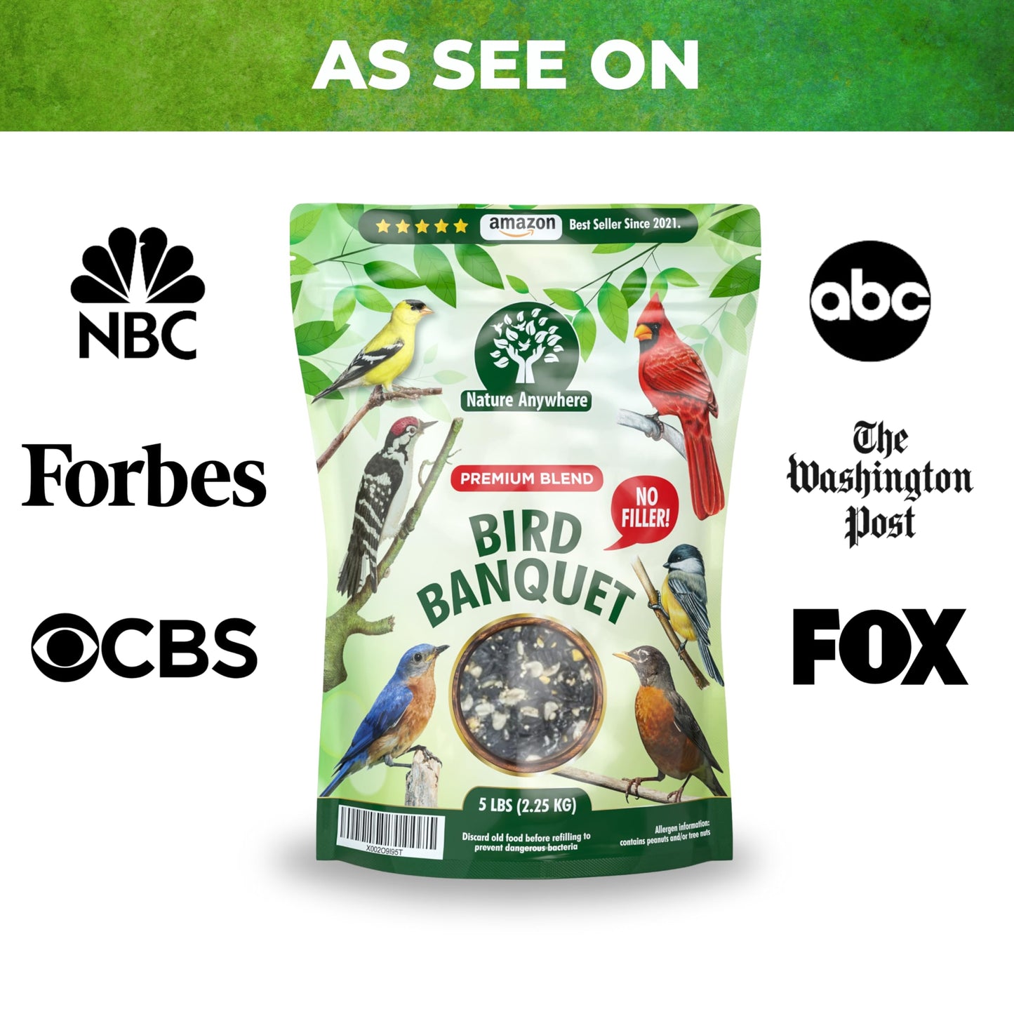 Nature Anywhere Wild Bird Seed for Outside Feeders - No Fillers - Made in USA - Wild Bird Food