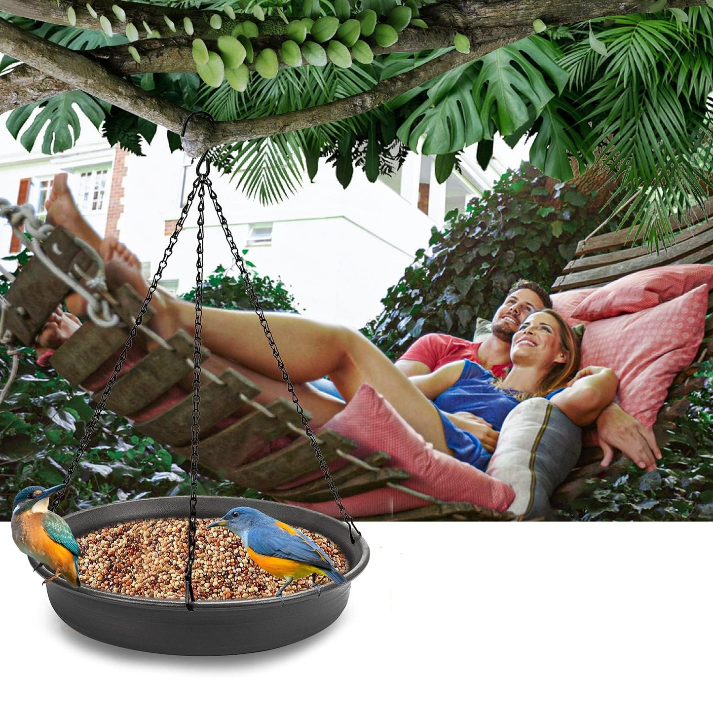 Hanging Bird Bath Hanging Bird-Feeder - CARGEN Garden BirdBath Tray Wildlife Feeder Plate Water Bowl or Water Bowl for Outdoors Garden Patio Decoration