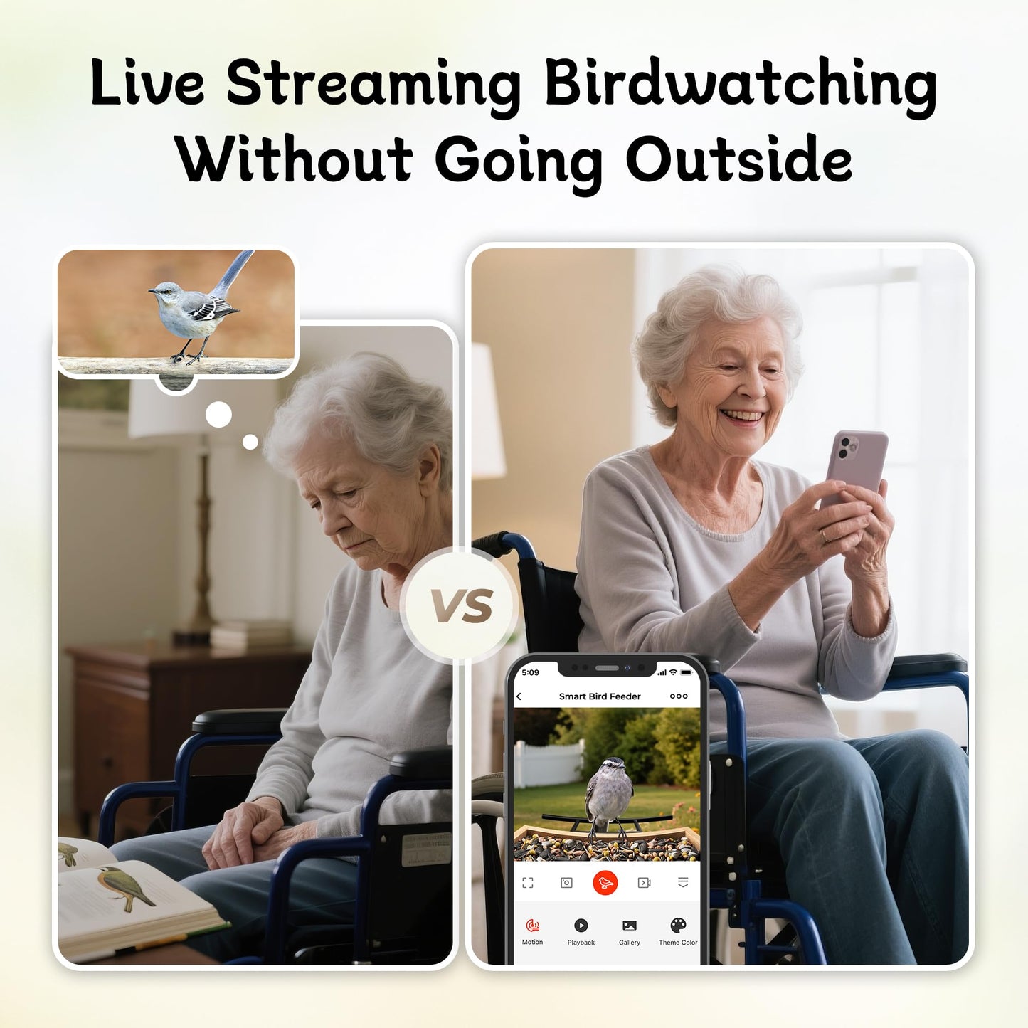 TT Nature Bird Feeder with Camera, Upgraded Smart Bird Feeder Al Identify for 10000 Species, Auto Capture & Real-time Notifications, Ideal Gift for Chirstmas