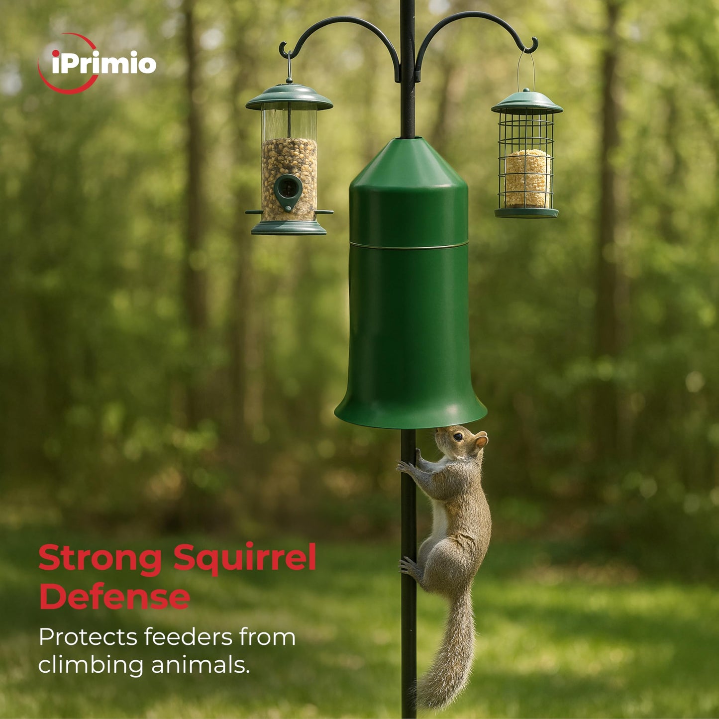 iPrimio 18" Squirrel Baffle - Easy Install Pole Wrap Around Baffle: Protect Hanging Bird Feeders, Squirrel Baffles for Feeders, No Tool Install, Durable Weather Resistant, for Bird Feeder Poles